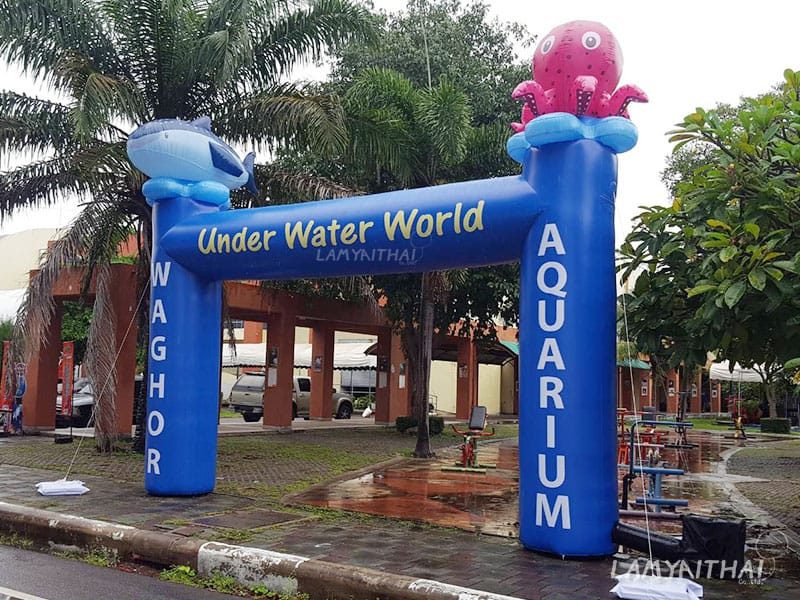 ซุ้มพองลมสีน้ำเงิน Waghor Aquarium ประดับตุ๊กตาปลาโลมาและปลาหมึก
